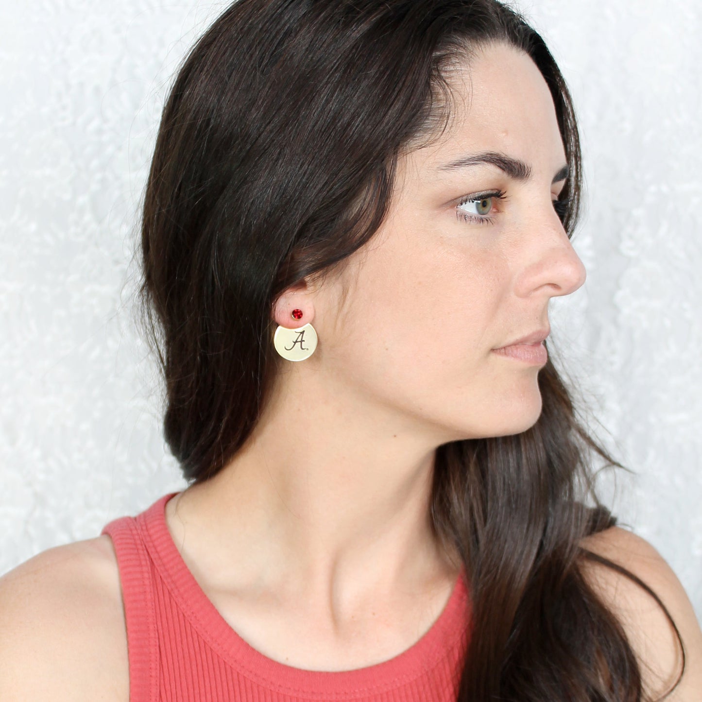 West Virginia Logo Gold Disc Earring Jacket