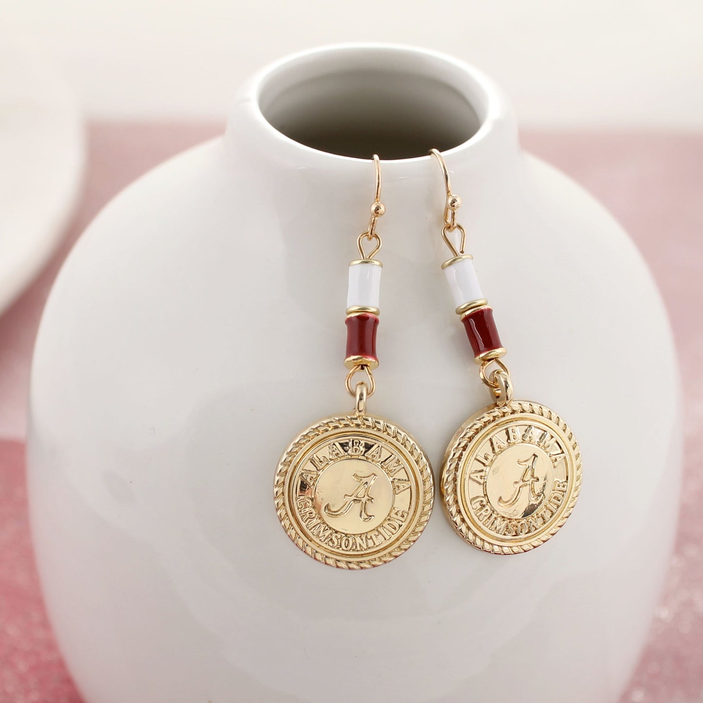 Alabama Gold & Tube Bead Earrings