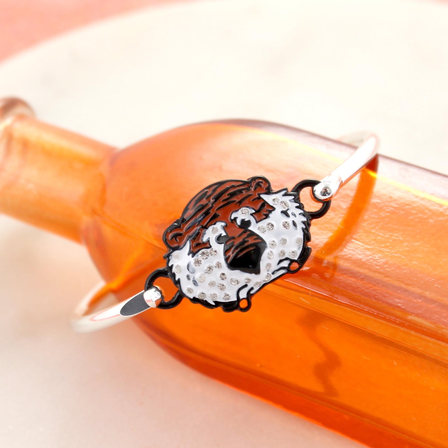 Auburn Crystal Mascot Logo Cuff Bracelet
