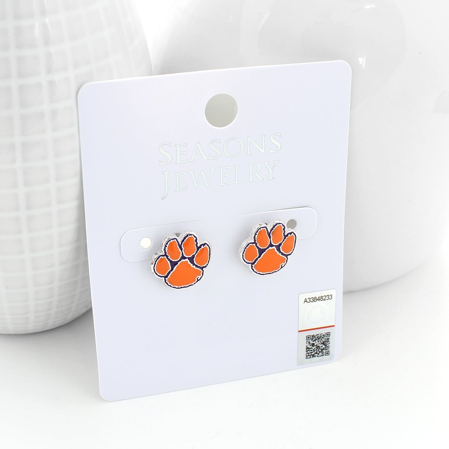 Clemson Enamel Logo Stud Earrings