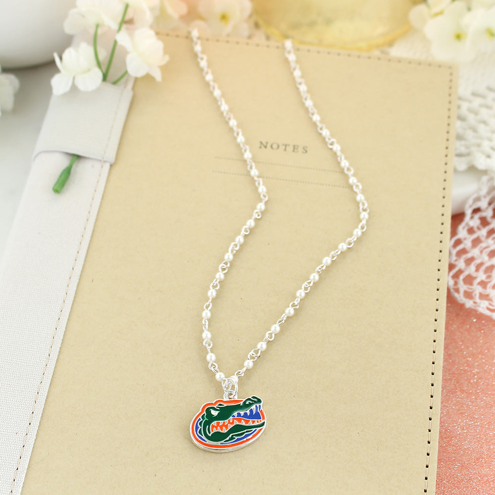 Florida Enamel Logo & Pearl Necklace