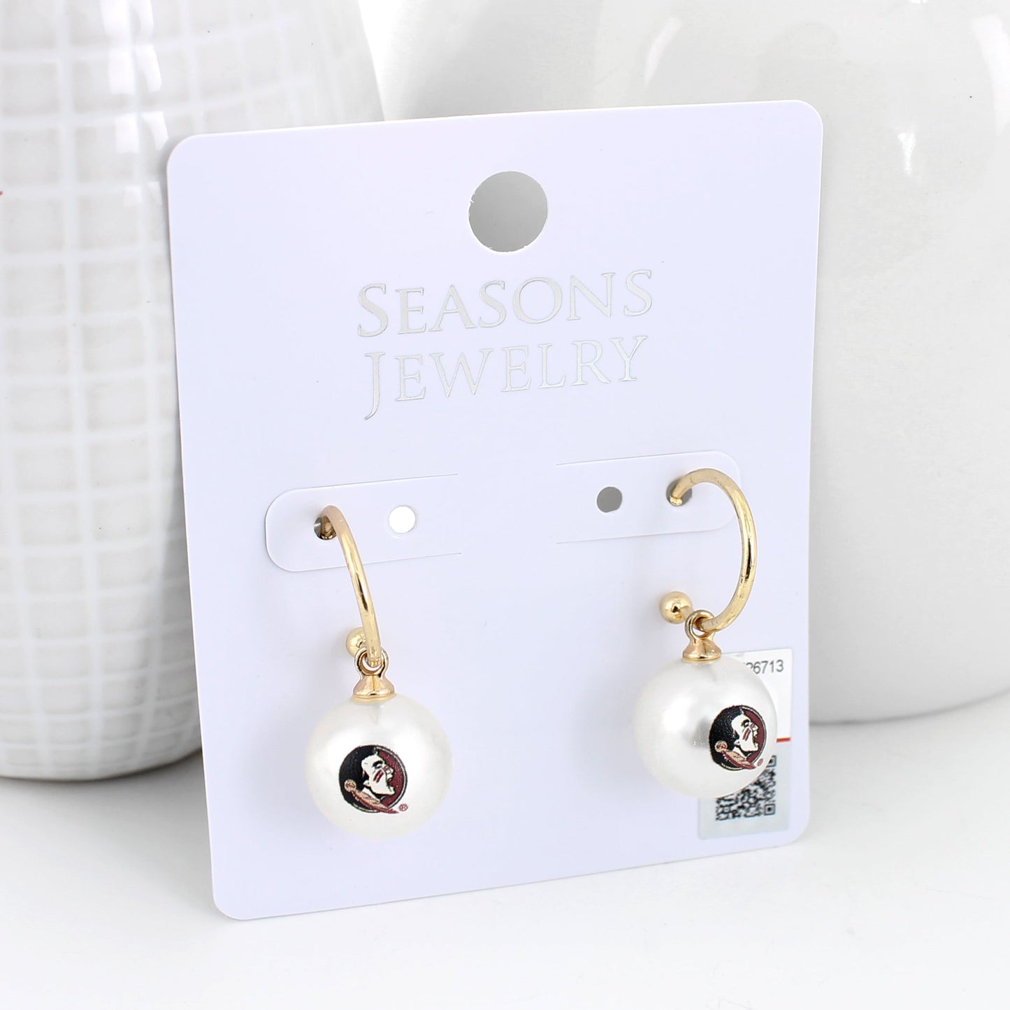 Florida State Pearl Logo Hoop Earrings