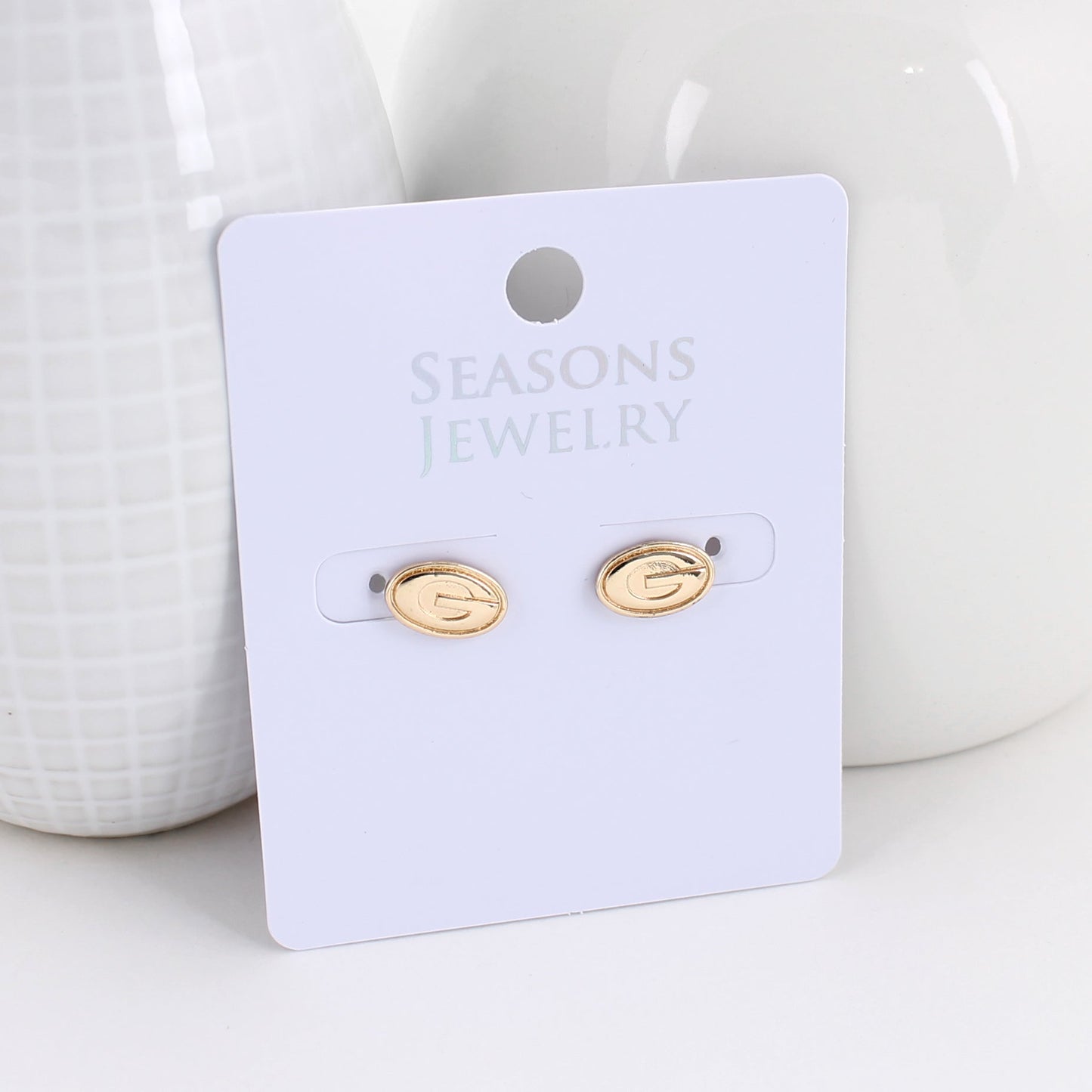 Georgia Shiny Gold Logo Stud Earrings