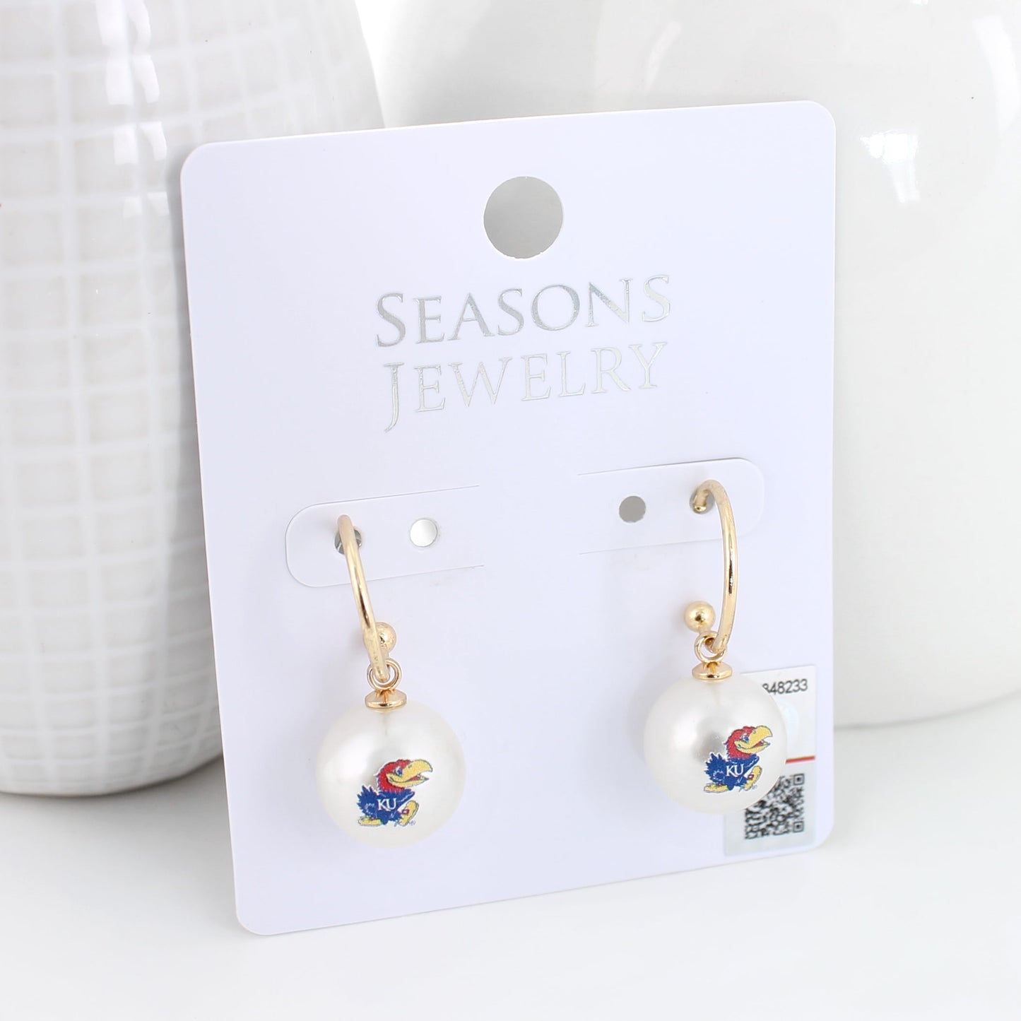 Kansas Pearl Logo Hoop Earrings