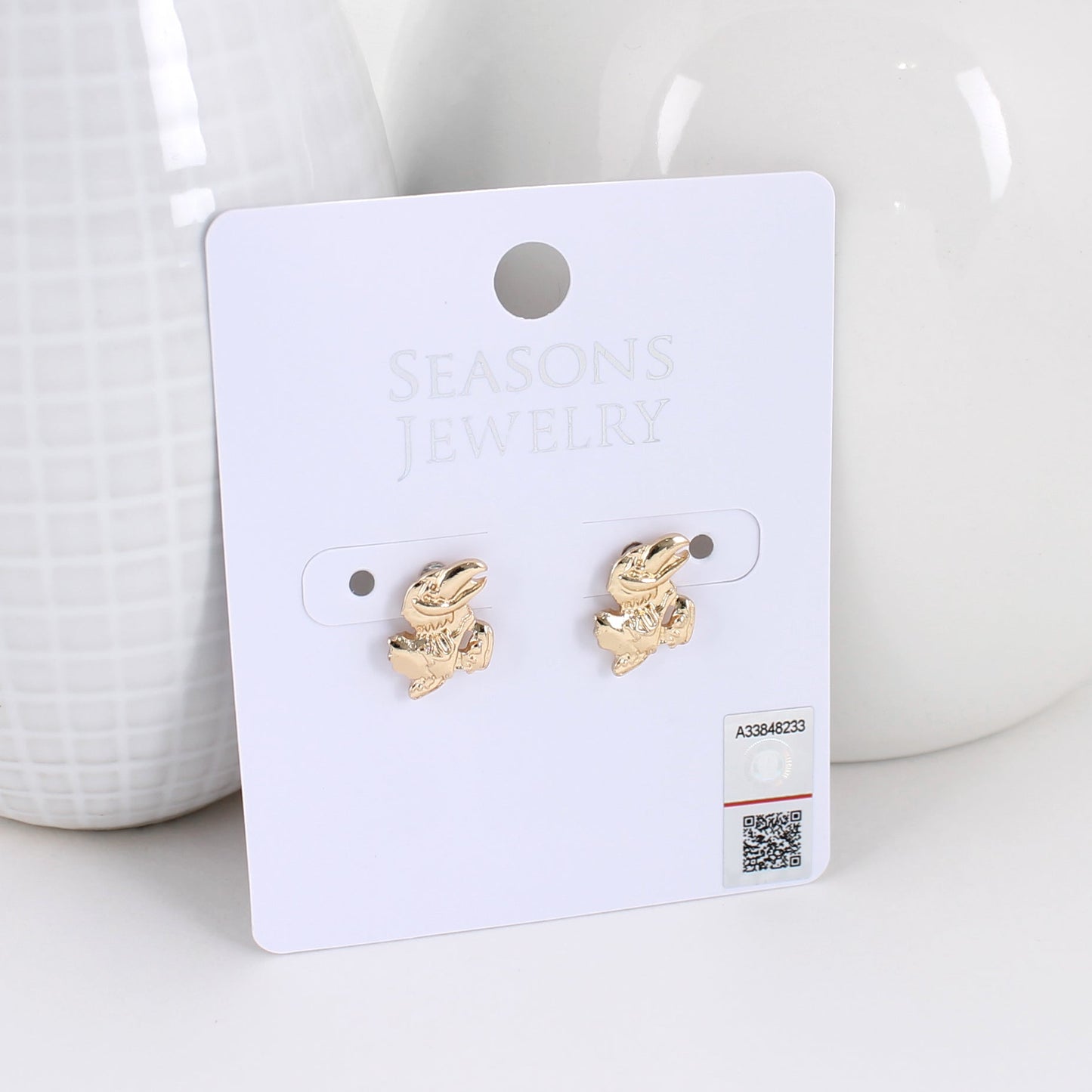 Kansas Shiny Gold Logo Stud Earrings