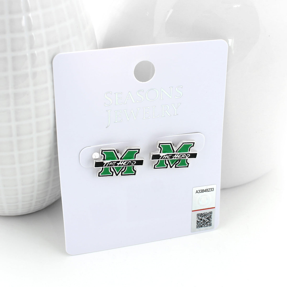 Marshall Enamel Logo Stud Earrings