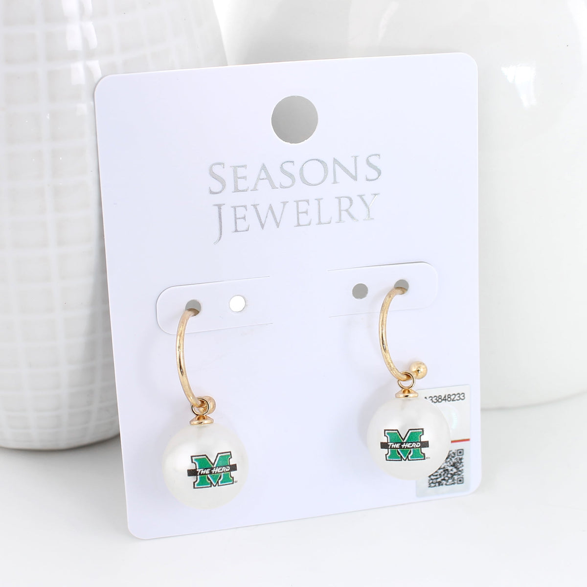 Marshall Pearl Logo Hoop Earrings
