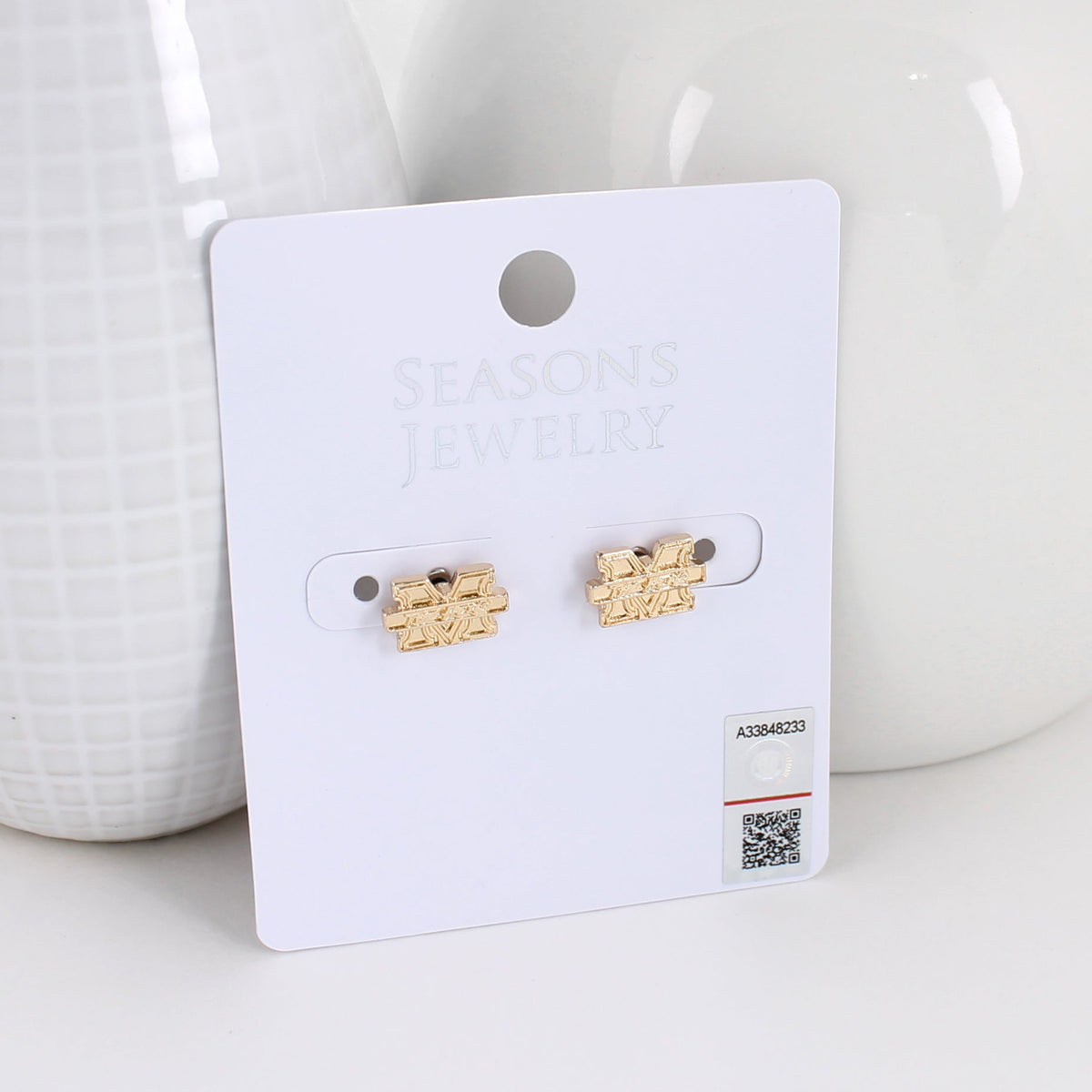 Marshall Shiny Gold Logo Stud Earrings