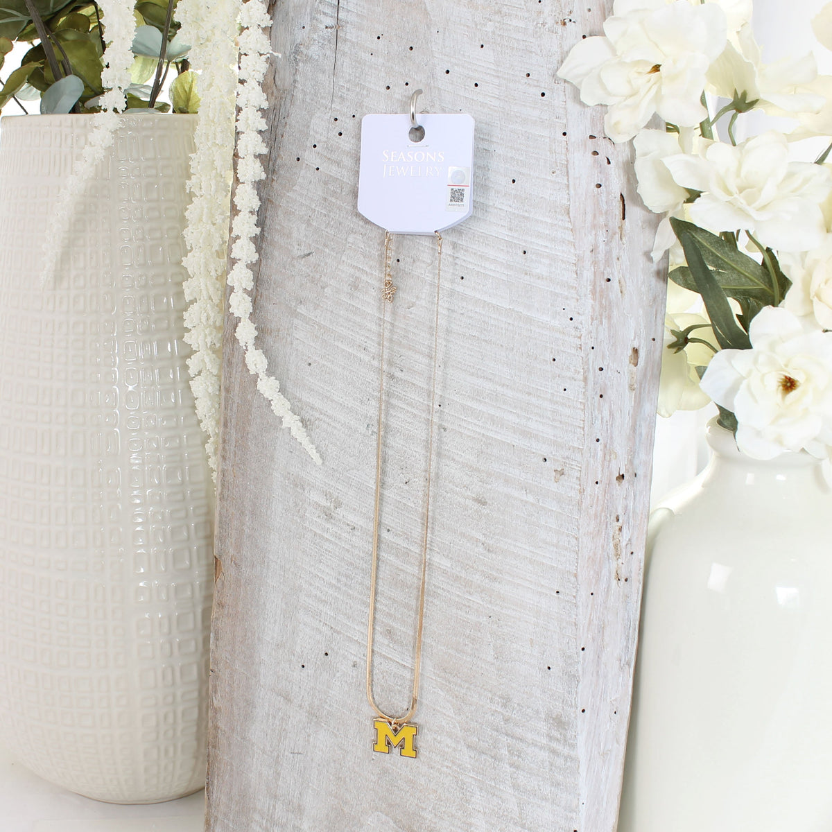 Michigan Gold & Enamel Logo Necklace