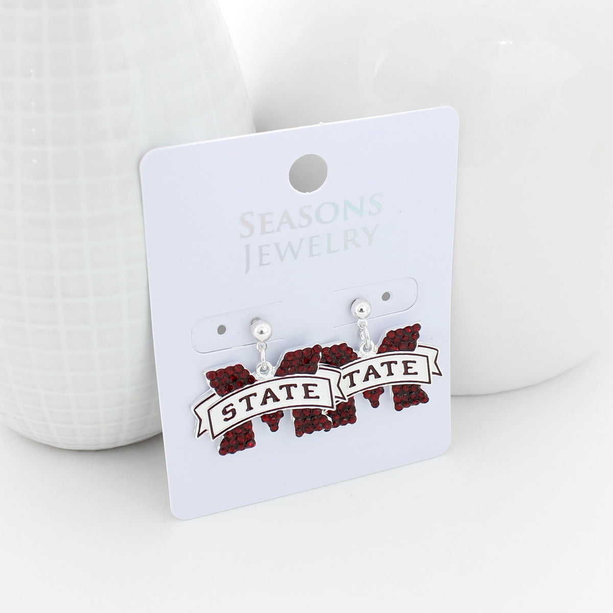 Mississippi State Crystal Logo Earrings