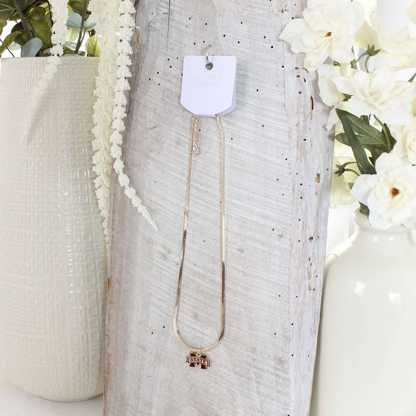 Mississippi State Gold & Enamel Logo Necklace