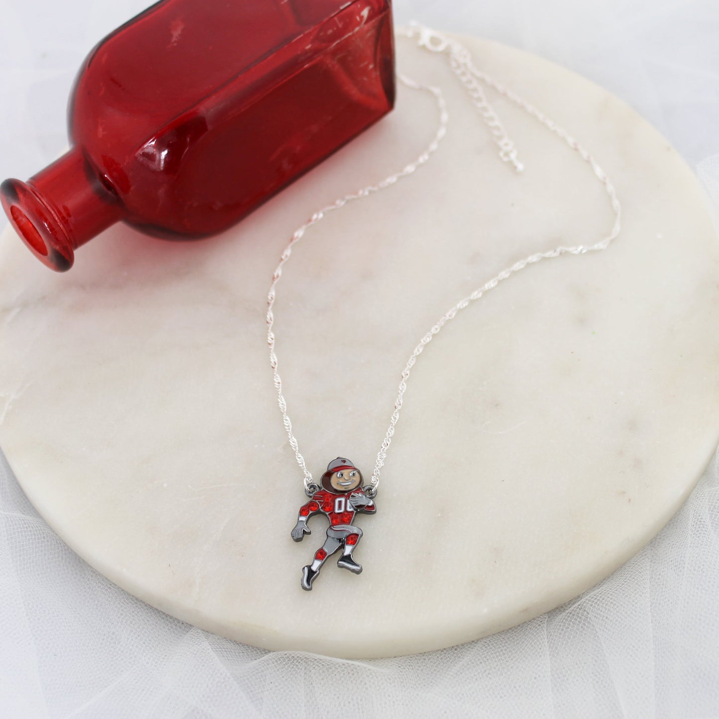 Ohio State “Brutus” Crystal Logo Necklace