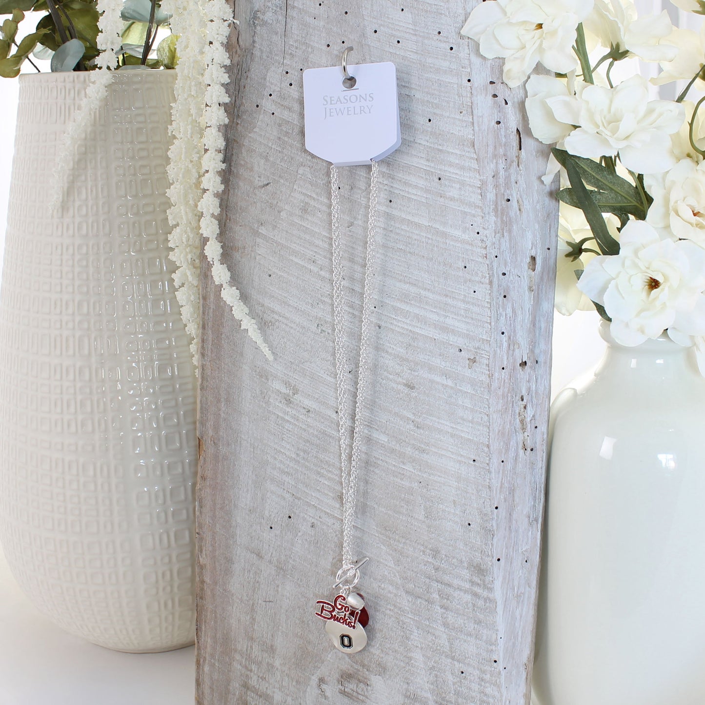 Ohio State Logo Disc & Slogan Cluster Convertible Necklace