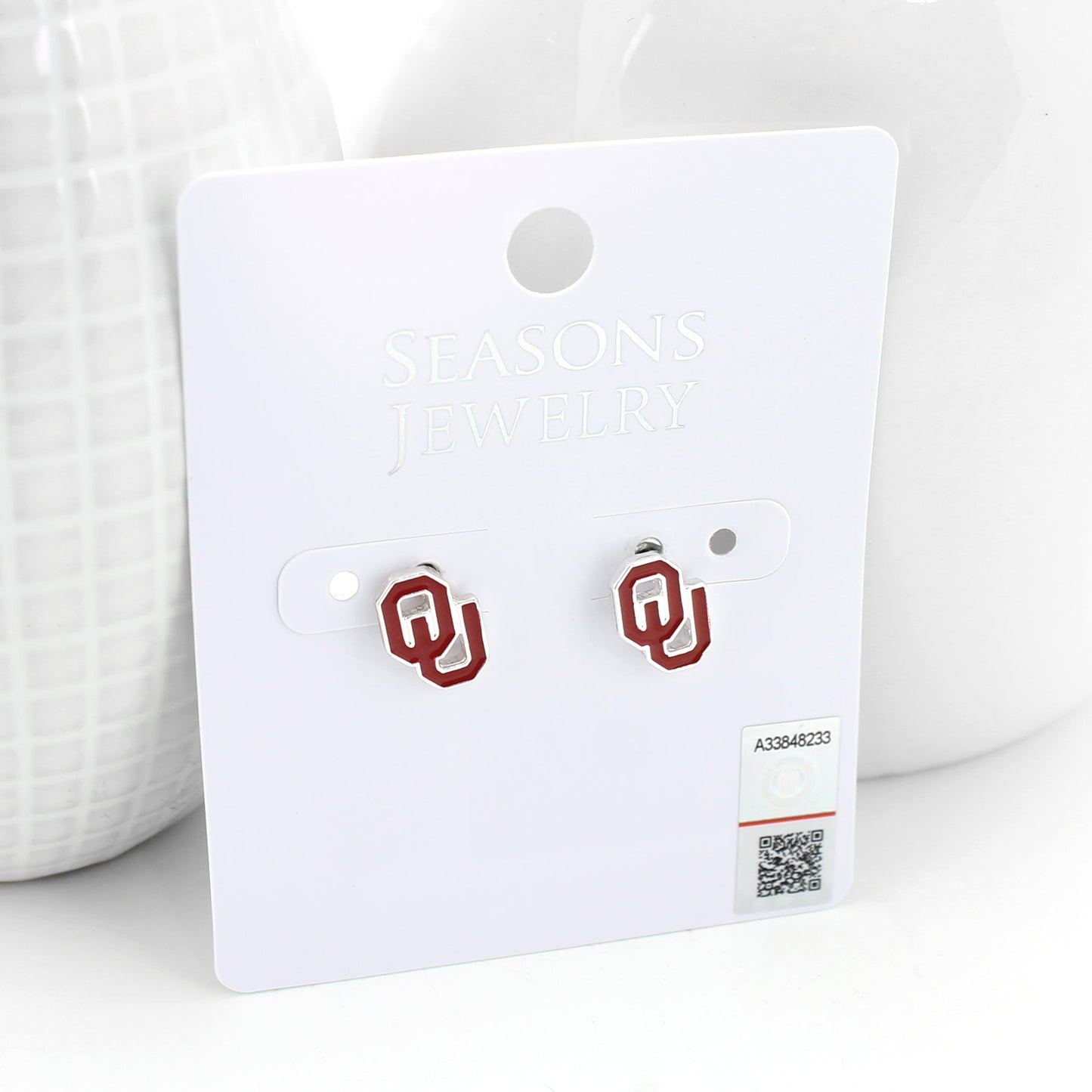 Oklahoma Enamel Logo Stud Earrings