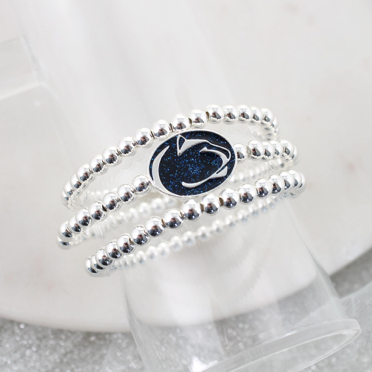 Penn State Glitter Enamel Logo Stretch Bracelet Set