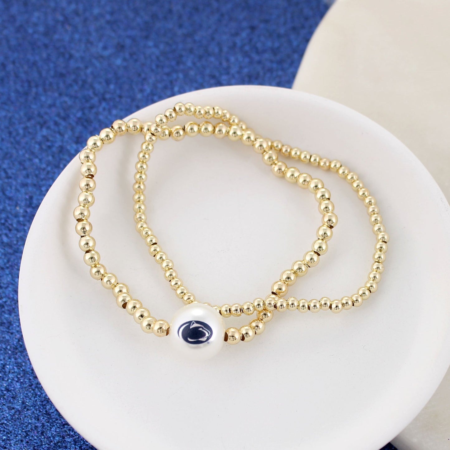 Penn State Gold & Pearl Logo Stretch Bracelet Set
