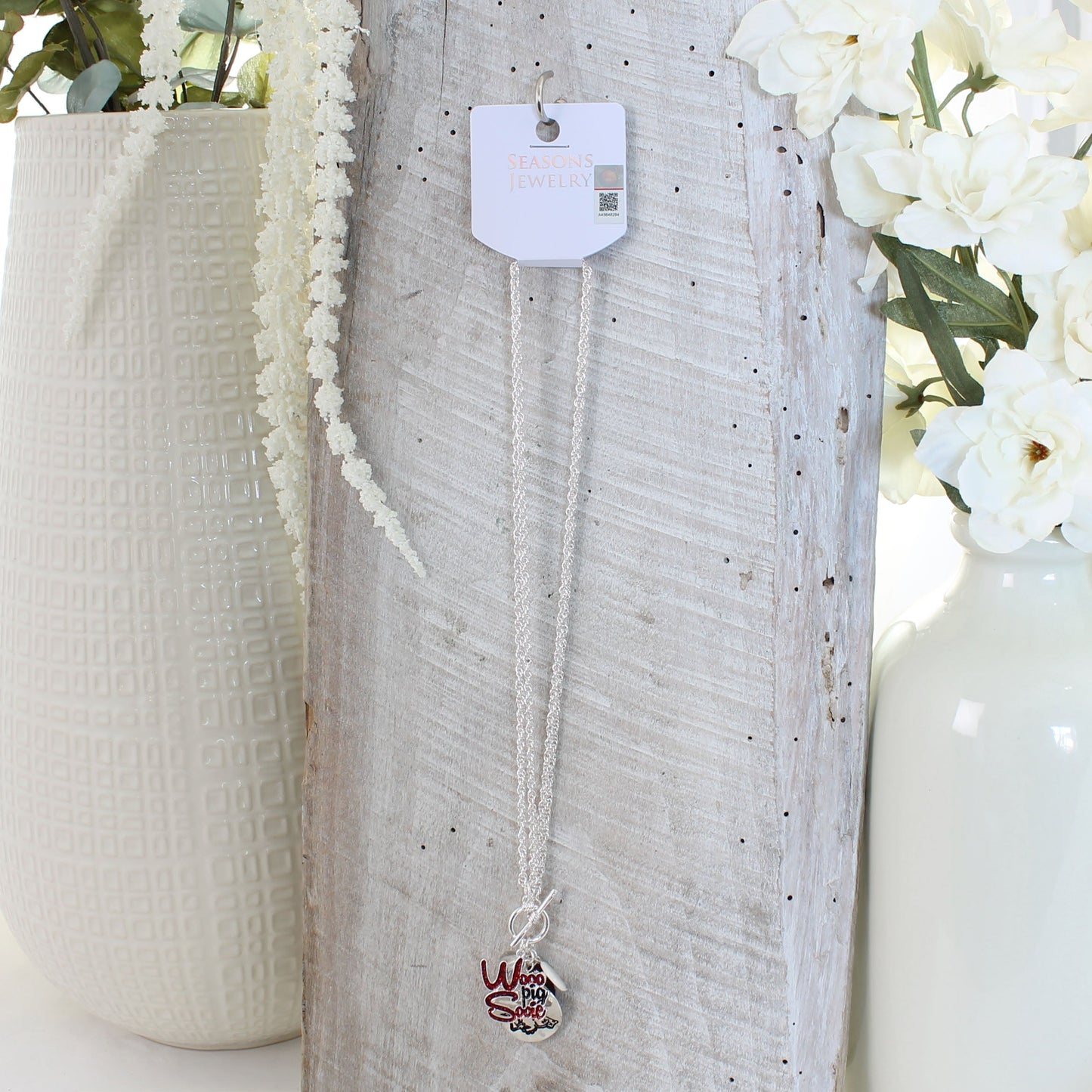 Arkansas Logo Disc & Slogan Cluster Convertible Necklace