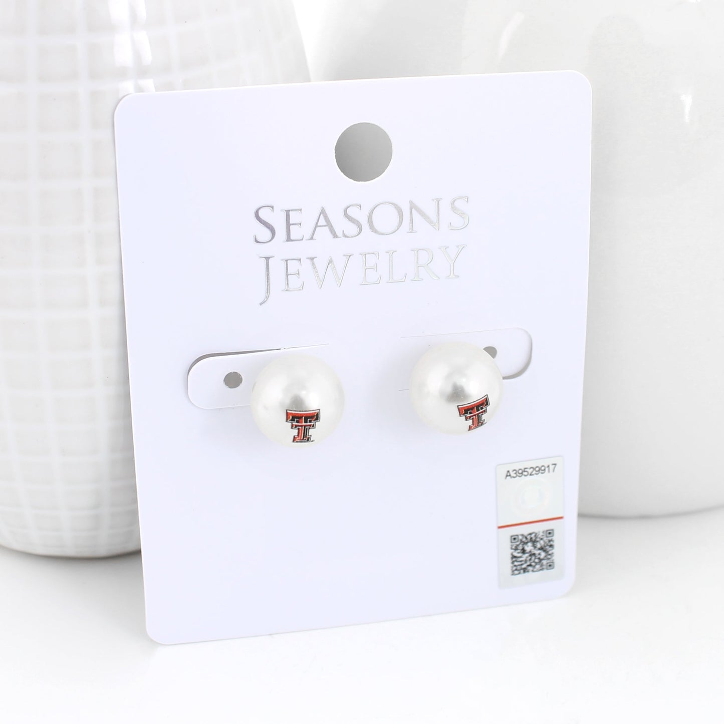 Texas Tech Logo Pearl Stud Earrings