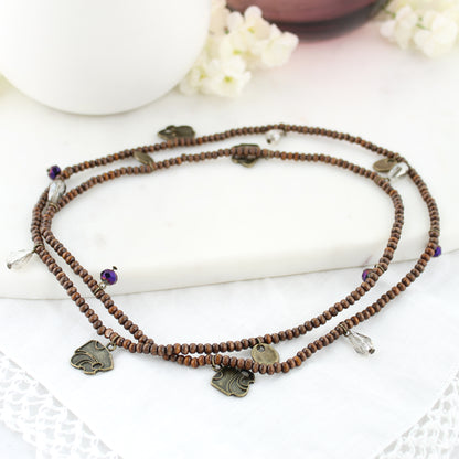 Kansas State Wood Bead Stretch Necklace/Bracelet