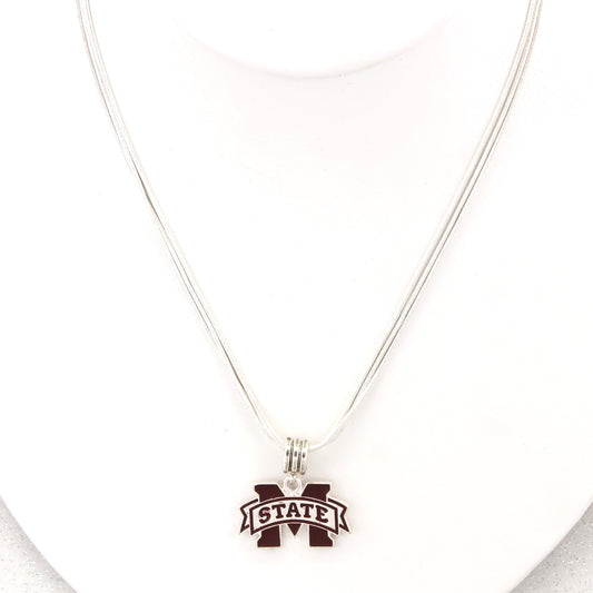 Mississippi State Enamel Logo Necklace - Fan Sparkle