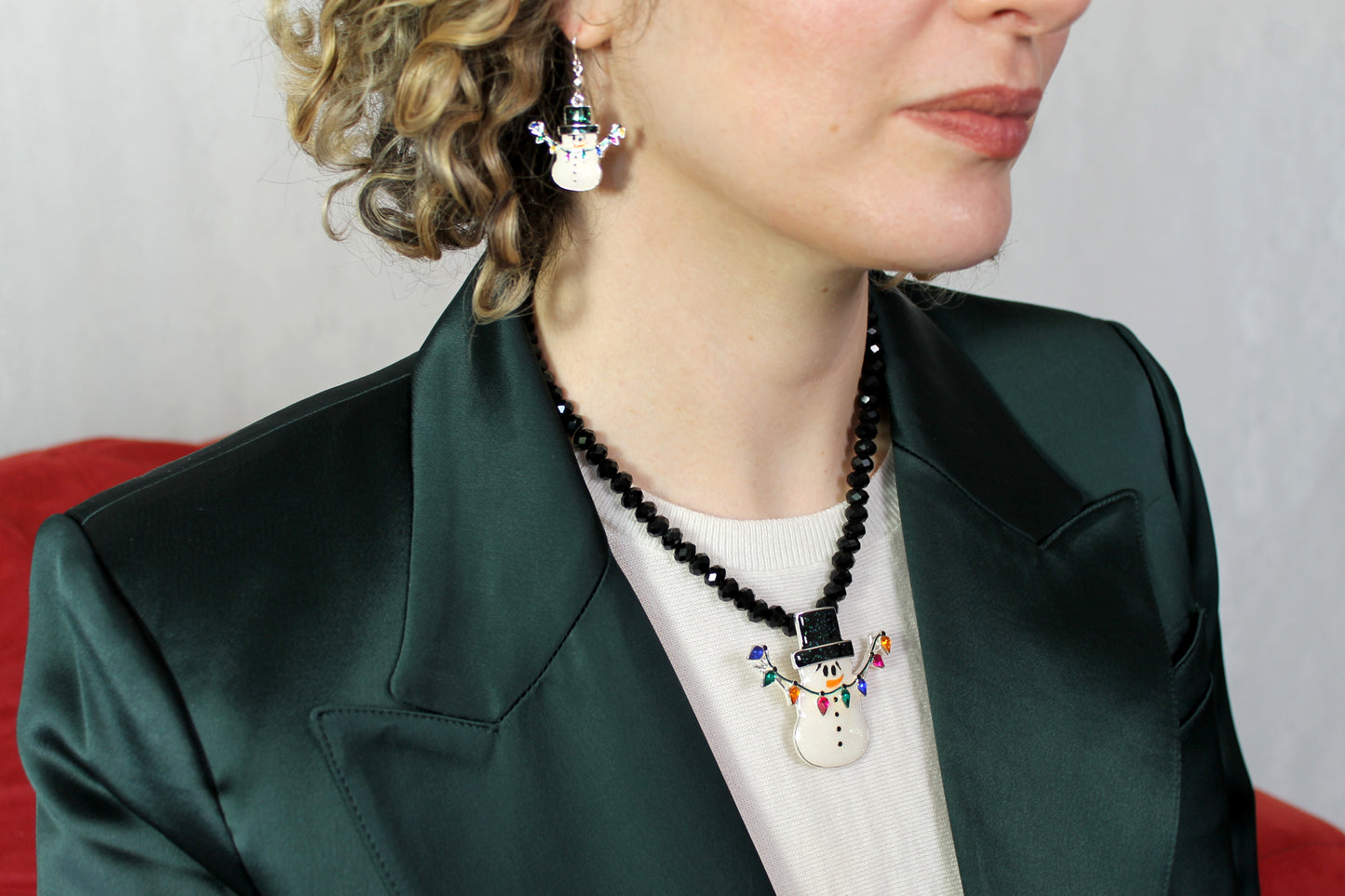 Christmas Light Snowman Pin/Pendant