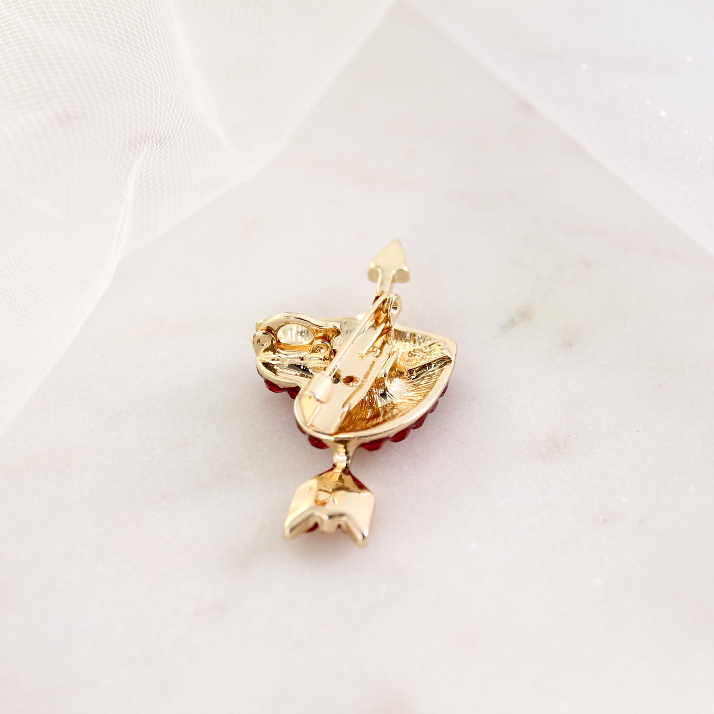 Crystal Heart w/Arrow Convertible Pin/Pendant