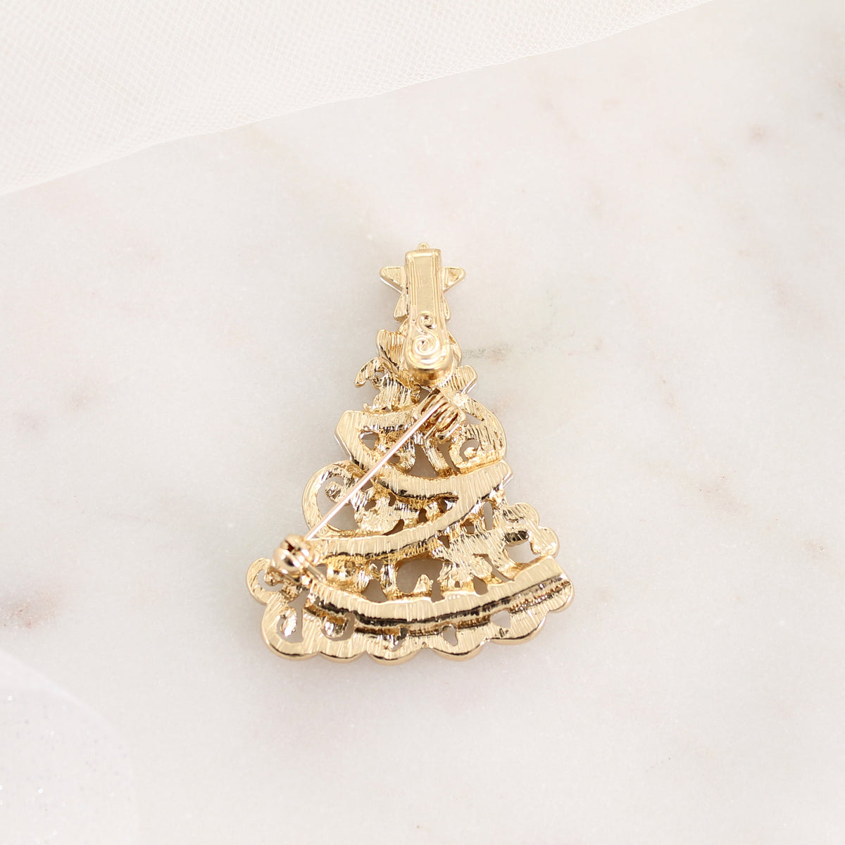 Gold & Silver Crystal Tree Convertible Pin/Pendant