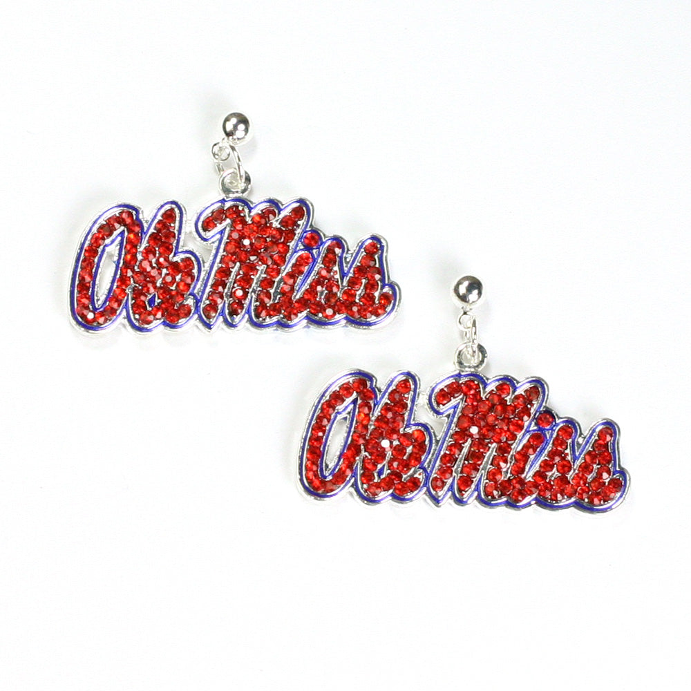 Ole Miss Crystal Logo Earrings