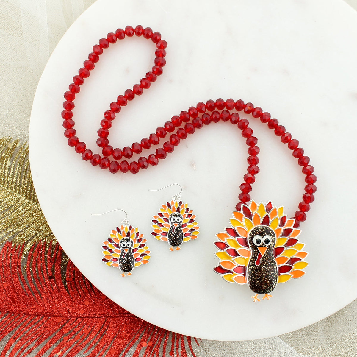 Enamel Turkey Thanksgiving Convertible Pin/Pendant