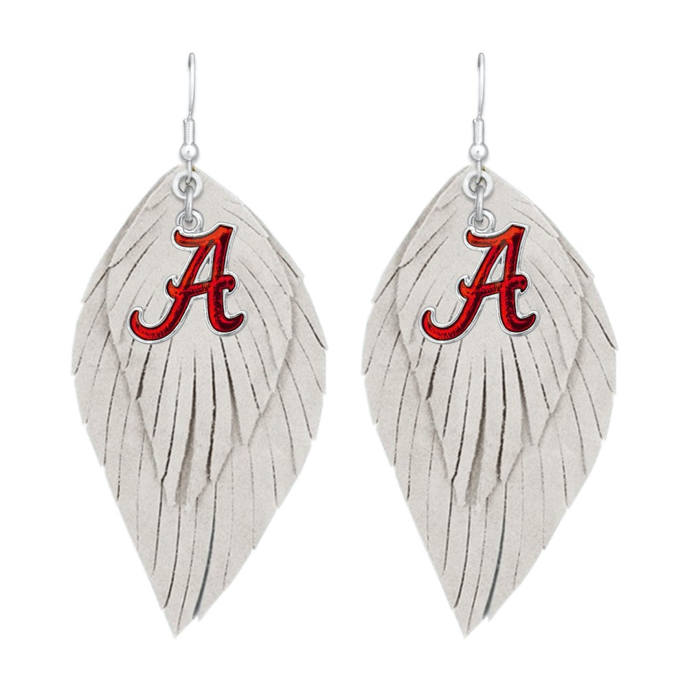 Alabama Feather Logo Earrings - Fan Sparkle