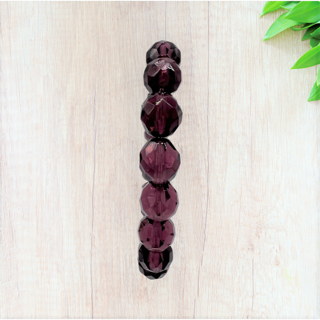Amethyst Czech Glass Stretch Bracelet - Fan Sparkle