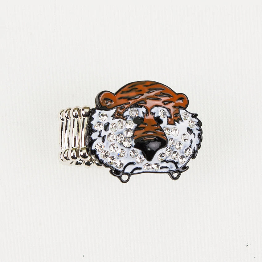 Auburn "Aubie" Rhinestone Crystal Stretch Ring - Fan Sparkle