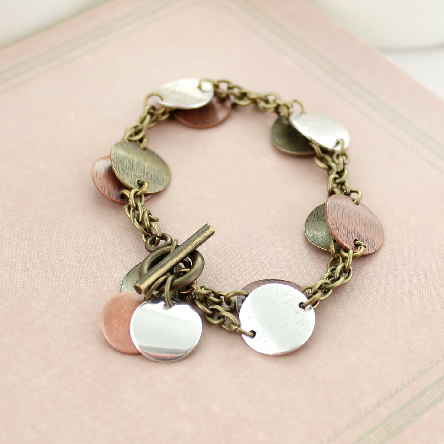 Mixed Metal Disc Cluster Bracelet