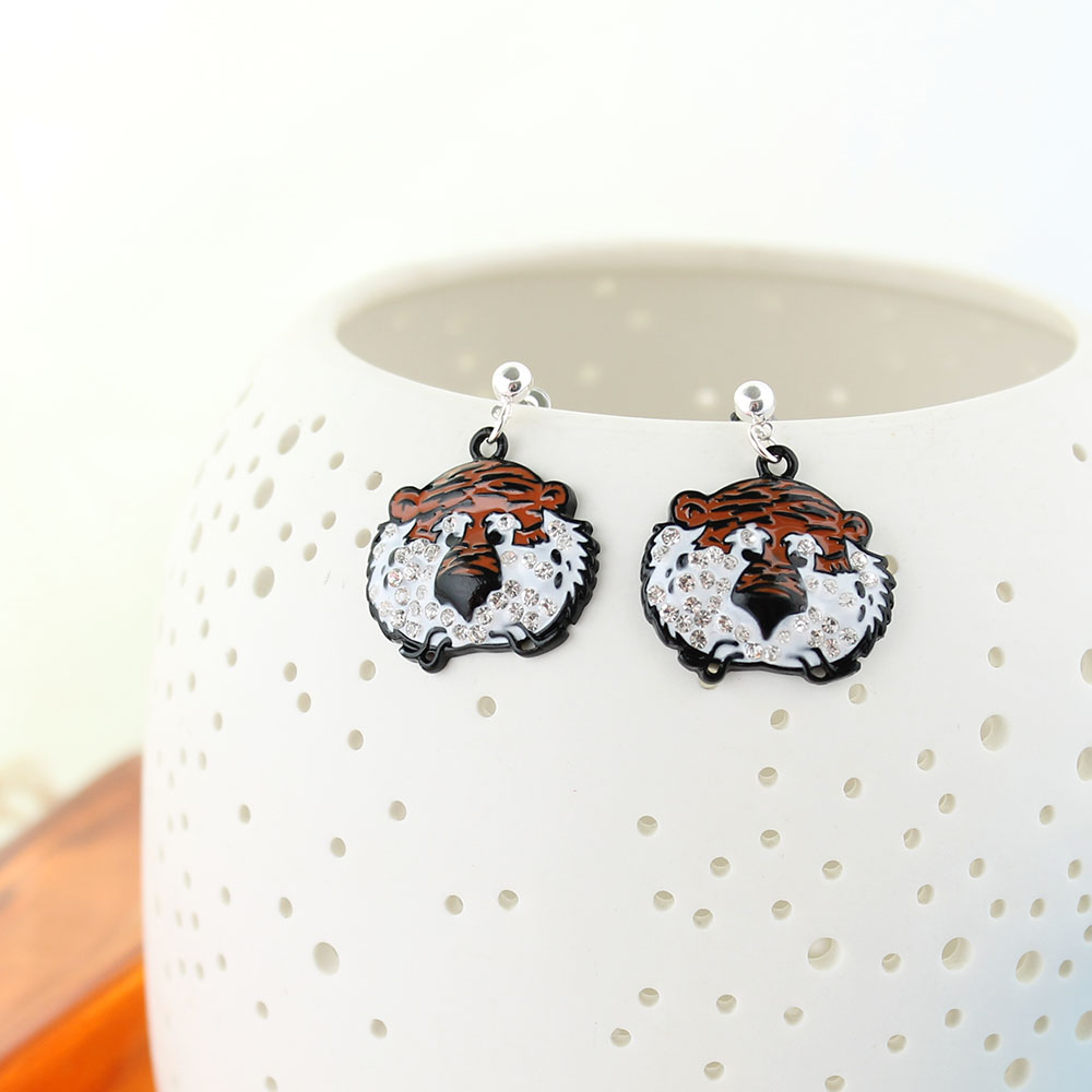 Auburn “Aubie” Crystal Logo Earrings