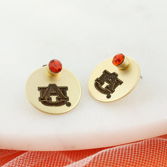 Auburn Logo Gold Disc Earring Jacket