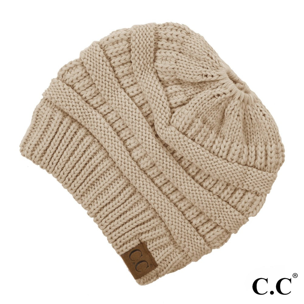 C.C Messy Bun Beanie - New Beige - Fan Sparkle