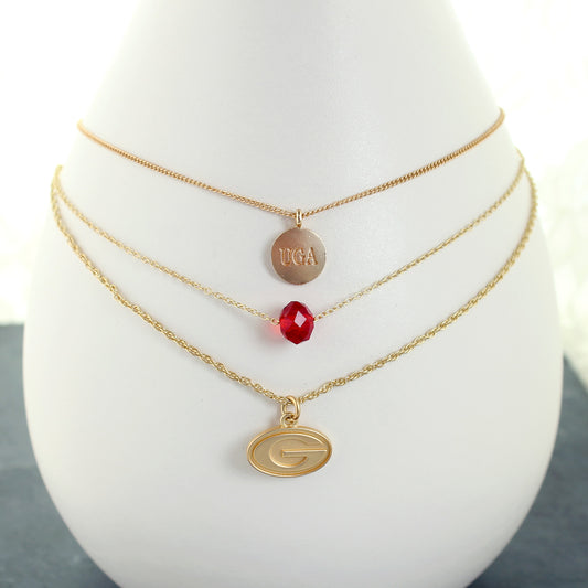 16” - 20” Georgia Matte Gold Logo Trio Necklace