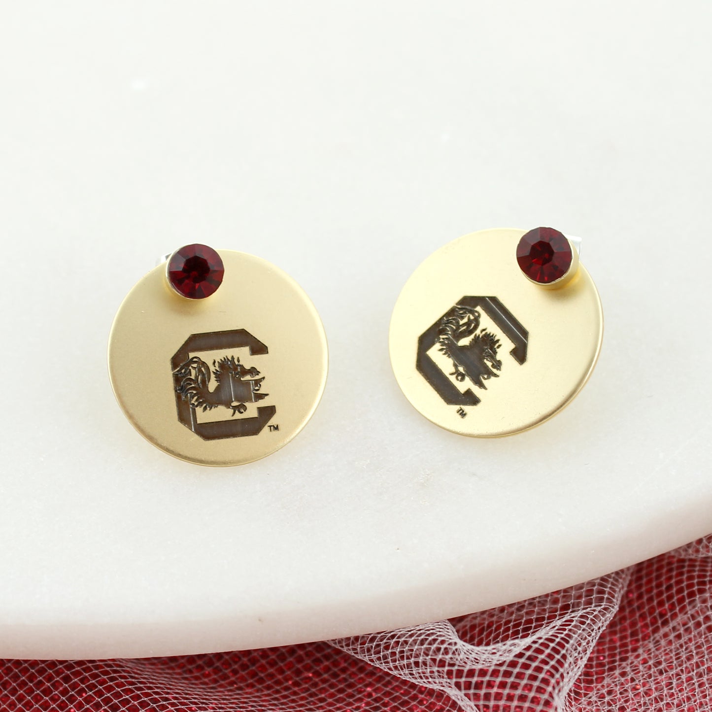 South Carolina Logo Gold Disc Earring Jacket