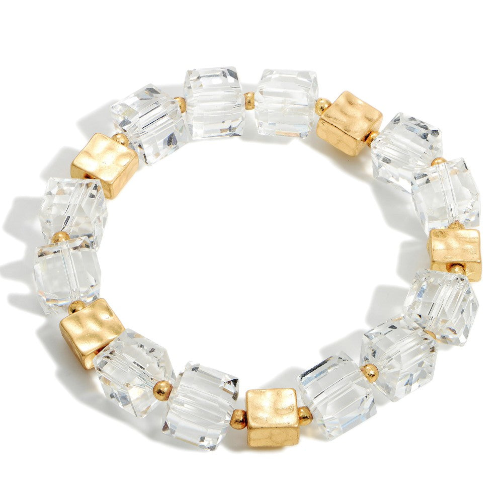 Clear Block Stretch Bracelet - Fan Sparkle