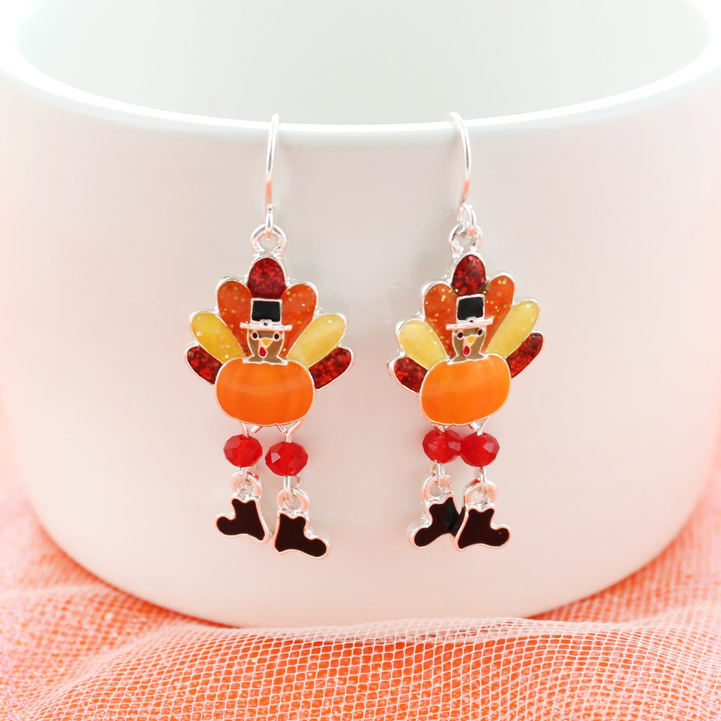 Dangle Leg Turkey Thanksgiving Earrings