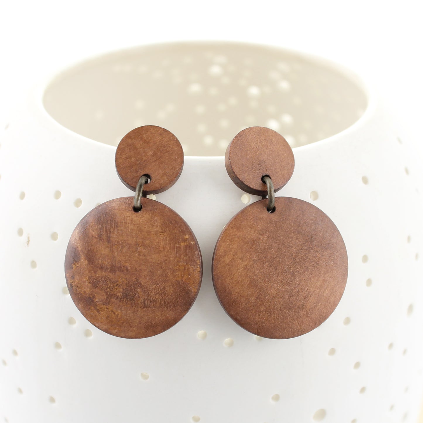 Wood Circle Post Earrings