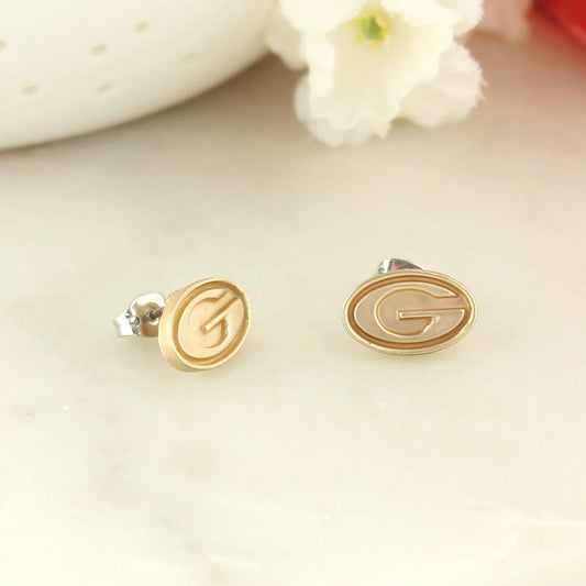 Georgia Gold Plated Logo Stud Earrings - Fan Sparkle