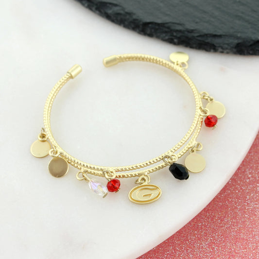 Georgia Logo Gold Cuff Bracelet - Fan Sparkle