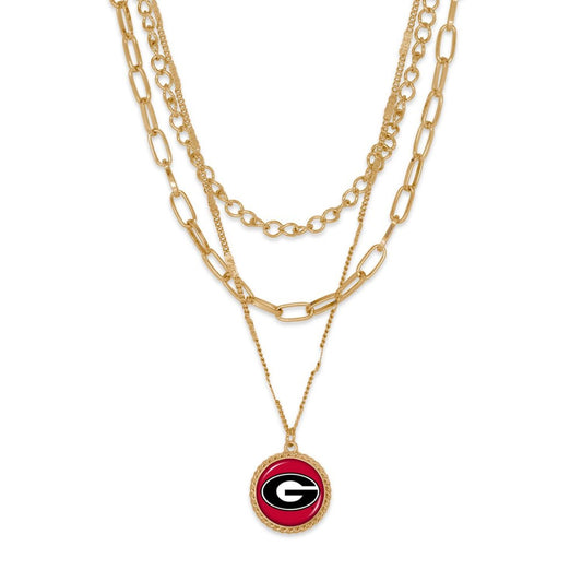 Georgia Triple Gold Chain Necklace - Fan Sparkle