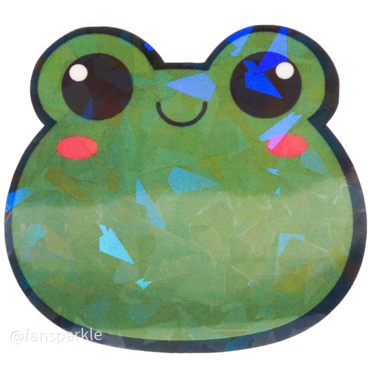 Kawaii Frog Sticker - Fan Sparkle
