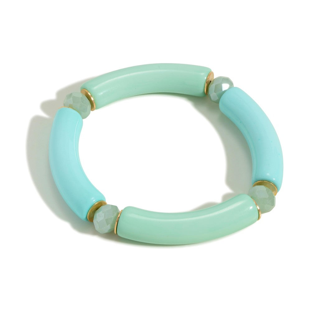 Mint Tube Bead Bracelet - Fan Sparkle