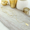 14 - 24” Gold & Pearl Three Layer Y-Necklace