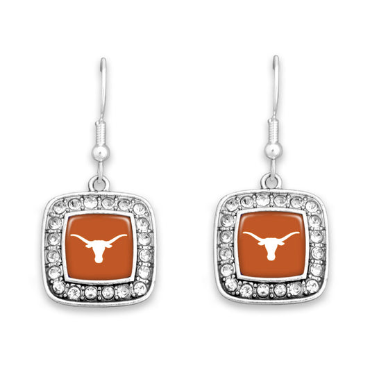 Texas Rhinestone Square Earrings - Fan Sparkle