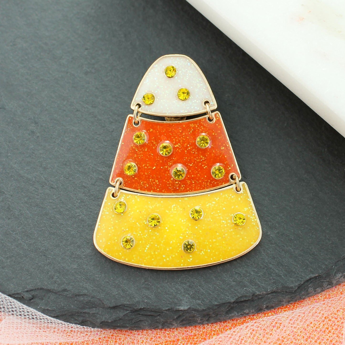 Dangle Candy Corn Halloween Pendant
