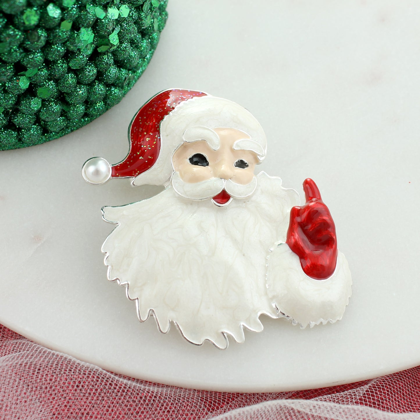 Winking Santa Christmas Pin/Pendant